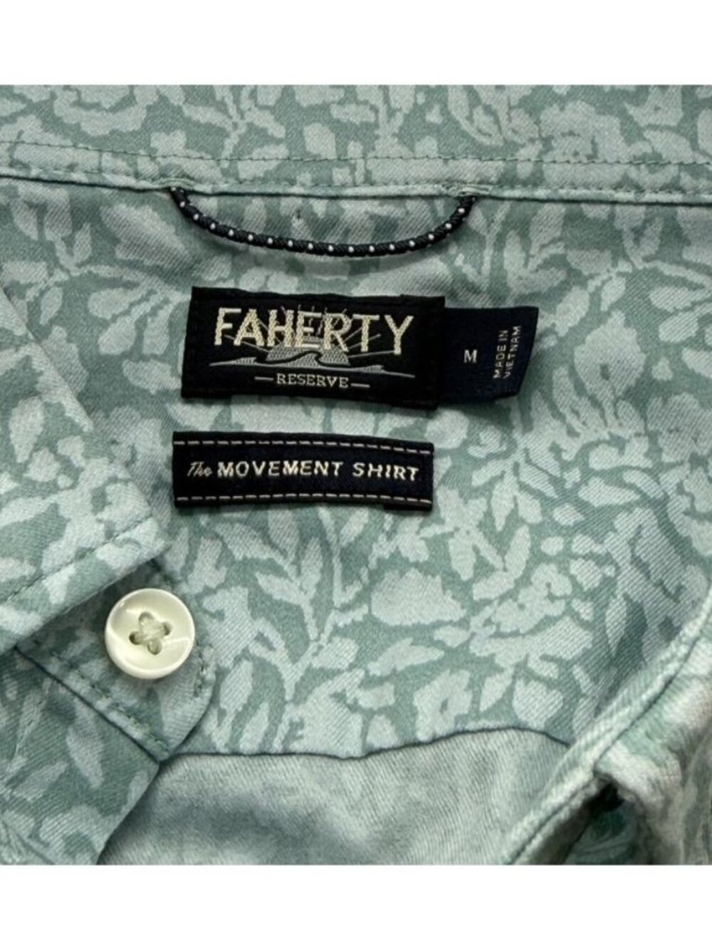 Faherty Reserve Men's The Movement Shirt Sage Floral Short Sleeve Active Size M - Picture 6 of 10